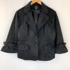 Clara Sun Woo Jacket Black Crinkle Shiny Blazer